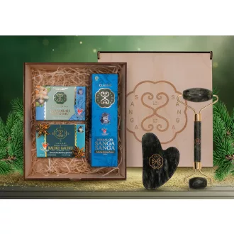   Sanga Sanga Classic 3 db-os Szett 1 db Herbal Olaj és 2 féle Szappan Fa Díszdobozban 
